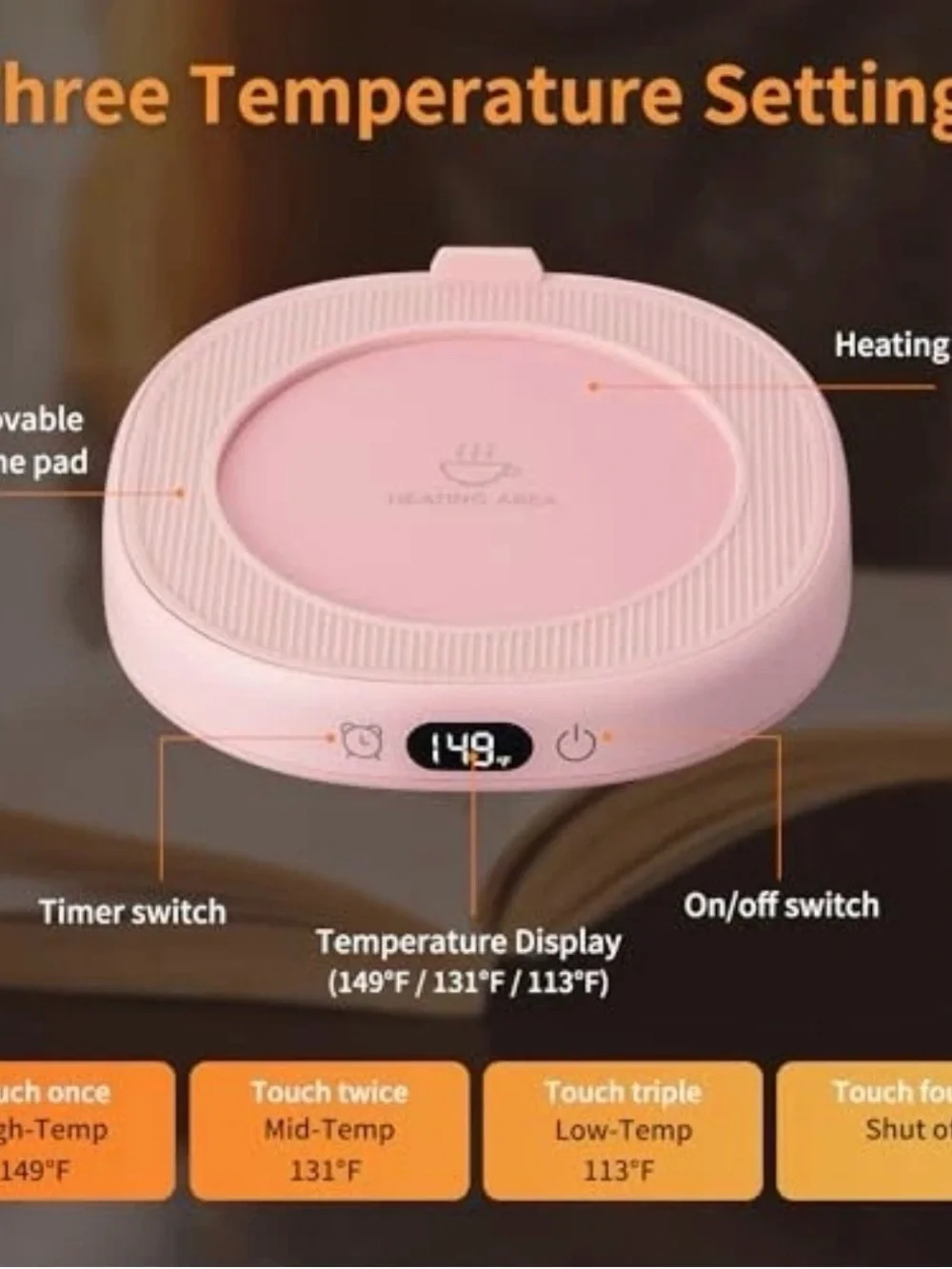 Coffee Mug Warmer & You are Awesome Set, AWESOME MUG with 4 Temp, Pink